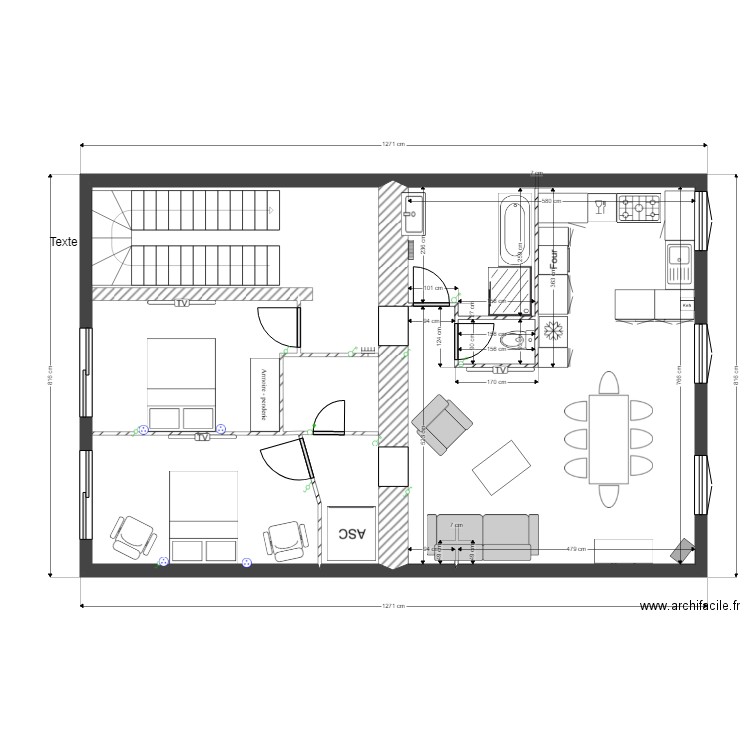 appart 2eme etage 15. Plan de 3 pièces et 86 m2