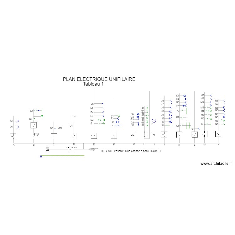 PLAN ELECTRIQUE UNIFILAIRE P. Plan de 0 pièce et 0 m2