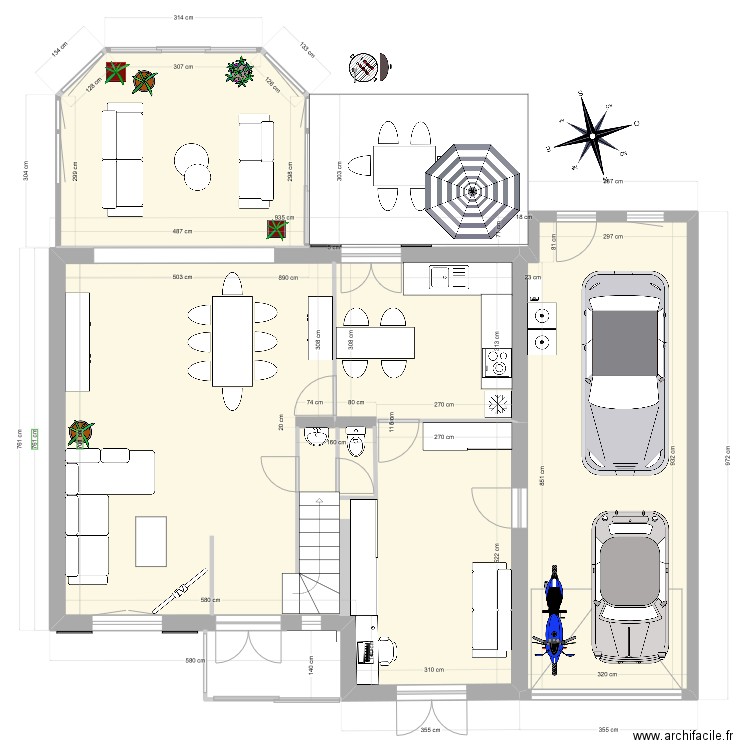 RDC St Remy. Plan de 3 pièces et 114 m2