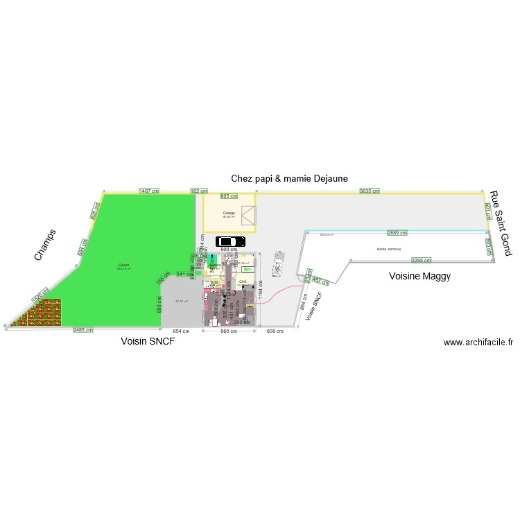 Plan général extension 1 354m carré bande de 6m. Plan de 0 pièce et 0 m2