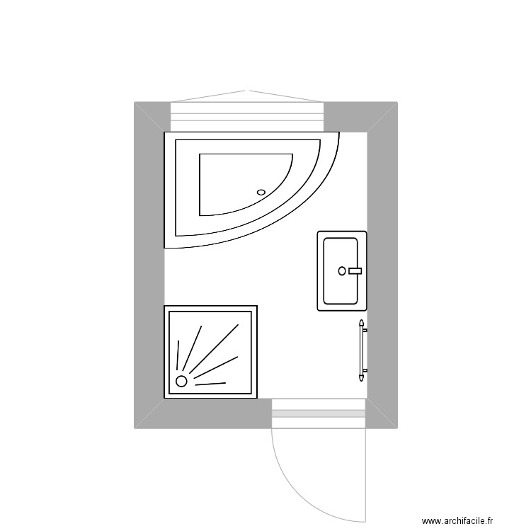 SDB VOLLARD 3. Plan de 1 pièce et 4 m2