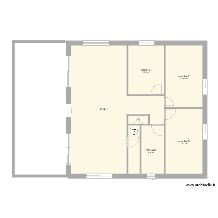 maison 90 m2. Plan de 0 pièce et 0 m2