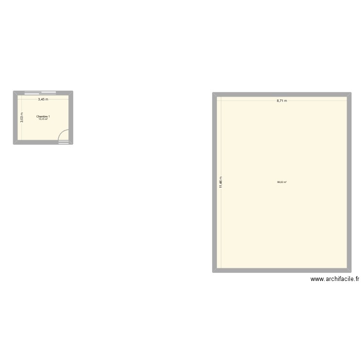 plan1. Plan de 2 pièces et 110 m2