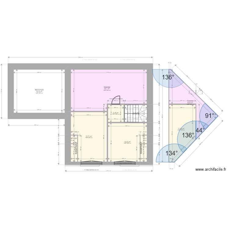 GAGU. Plan de 19 pièces et 257 m2