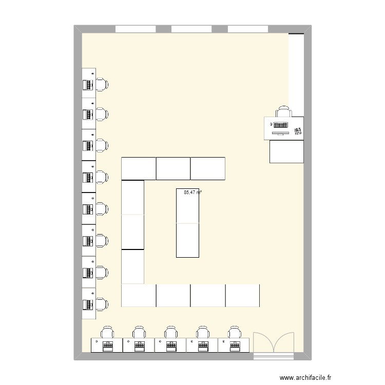 SALLE DE CLASSE. Plan de 1 pièce et 85 m2