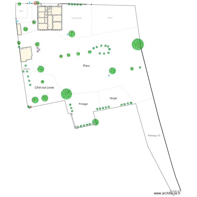 plan du jardin. Plan de 21 pièces et 520 m2