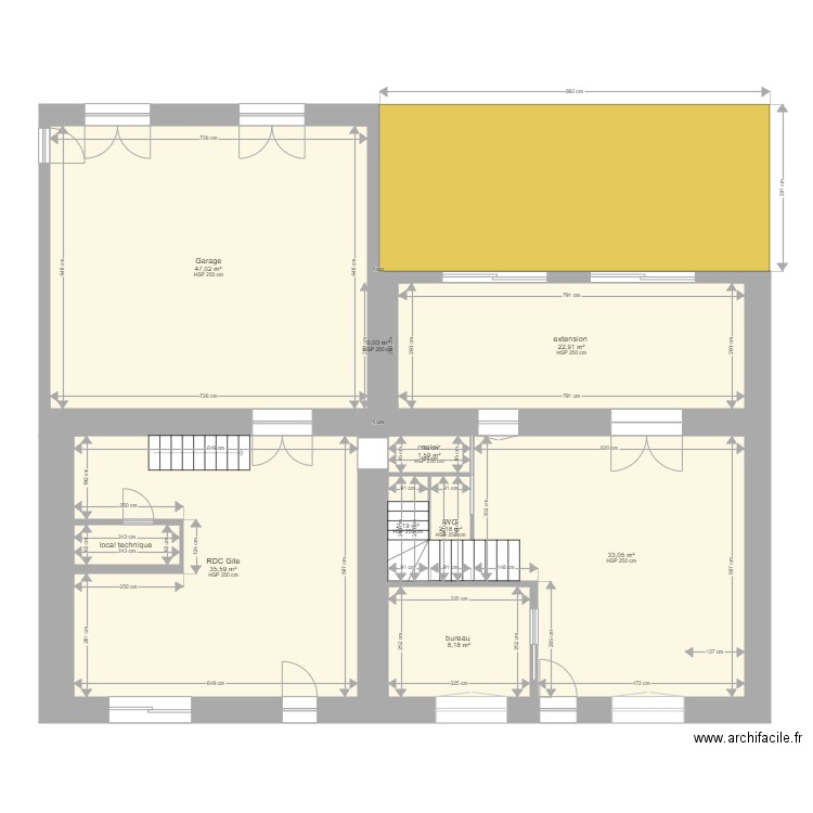 plan générale maison vildé extension. Plan de 20 pièces et 240 m2