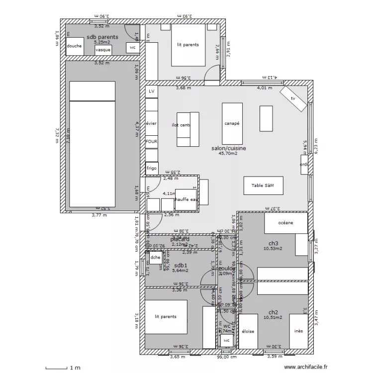 maison 9/2 DCA meublée. Plan de maison 9/2 DCA meublée. Plan de