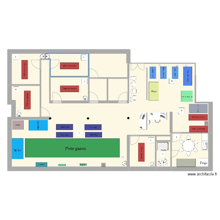 cab. Plan de 12 pièces et 224 m2