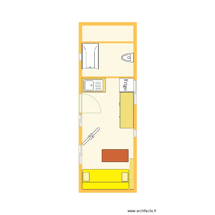 Tiny House 26.2.23. Plan de 1 pièce et 15 m2