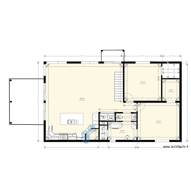 RDC 2022. Plan de 8 pièces et 108 m2