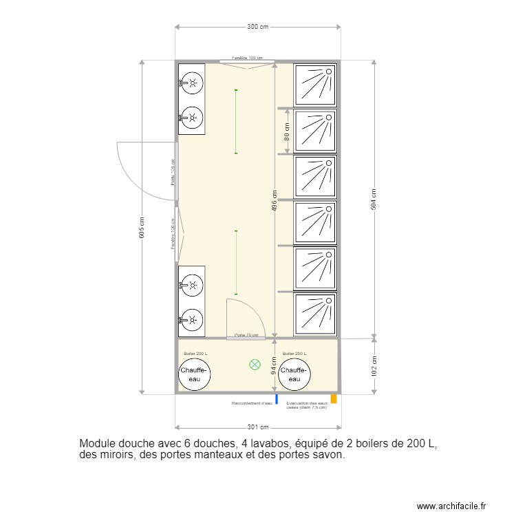 Module 6 douches 6030. Plan de 0 pièce et 0 m2