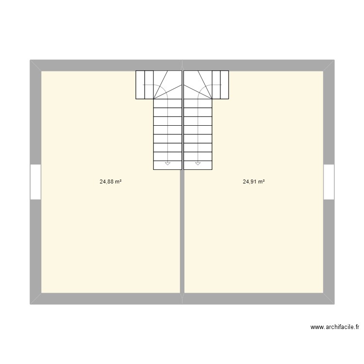 etage. Plan de 2 pièces et 50 m2