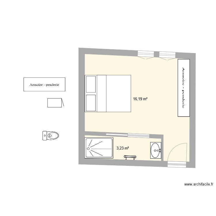 Chambre Bleue n4. Plan de 0 pièce et 0 m2