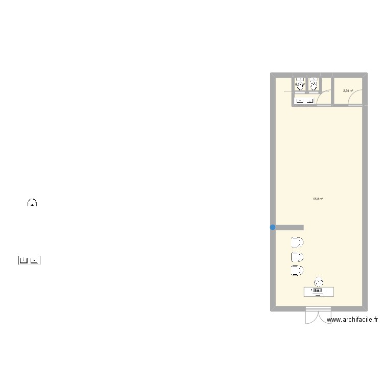 plan . Plan de 3 pièces et 59 m2