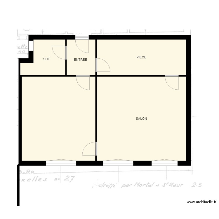 27 BRUX. Plan de 4 pièces et 69 m2