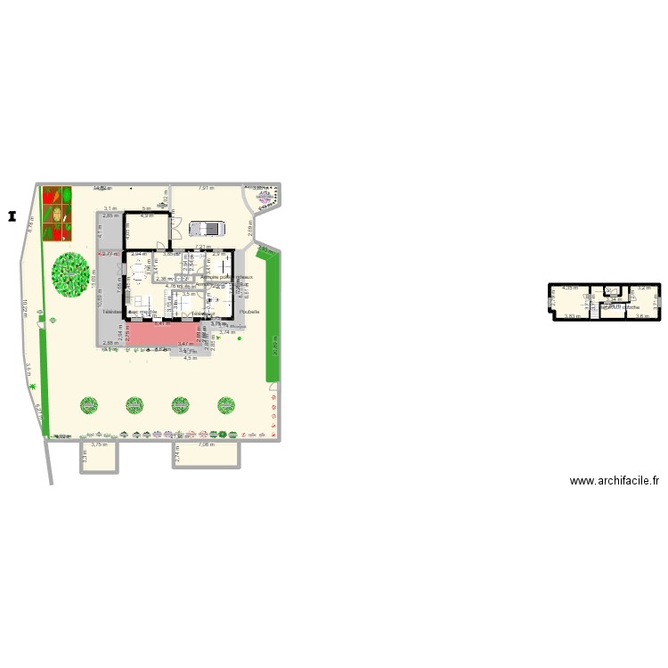 Maison personnelle. Plan de 23 pièces et 825 m2