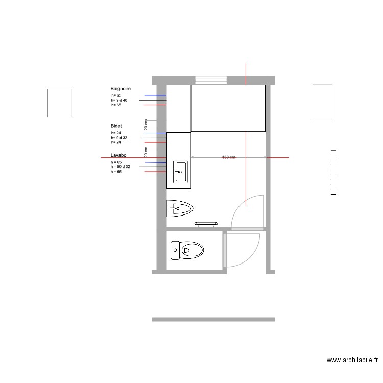 Salle de Bains Projet B6. Plan de 0 pièce et 0 m2