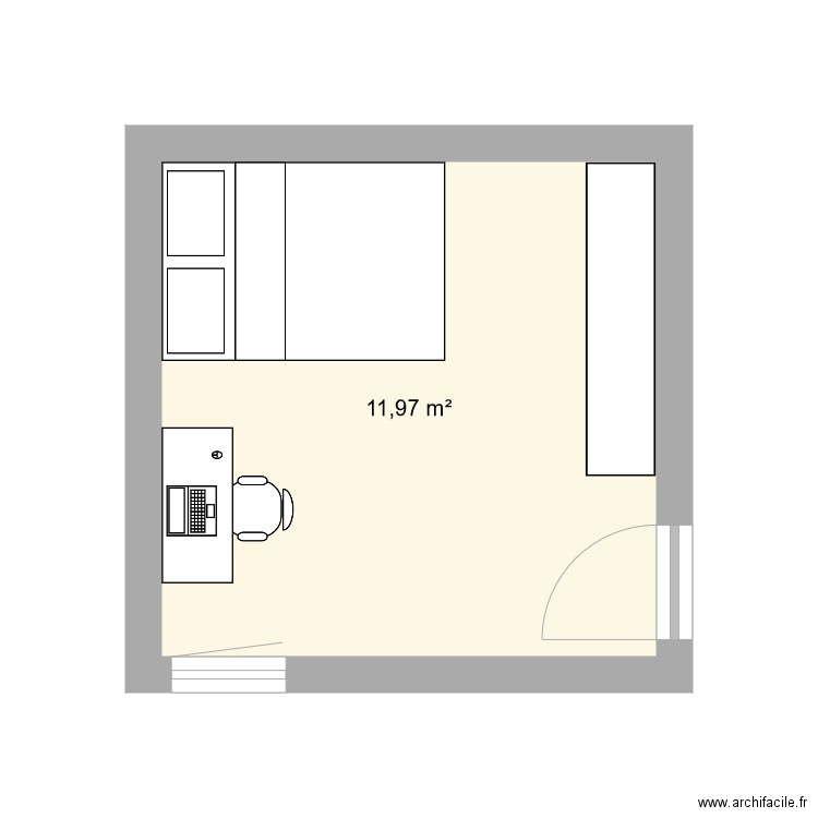 essai chambre titi. Plan de 1 pièce et 12 m2