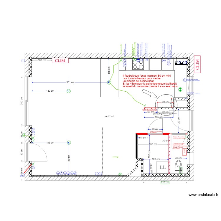 2021 04 15 Plan gaine technique. Plan de 0 pièce et 0 m2