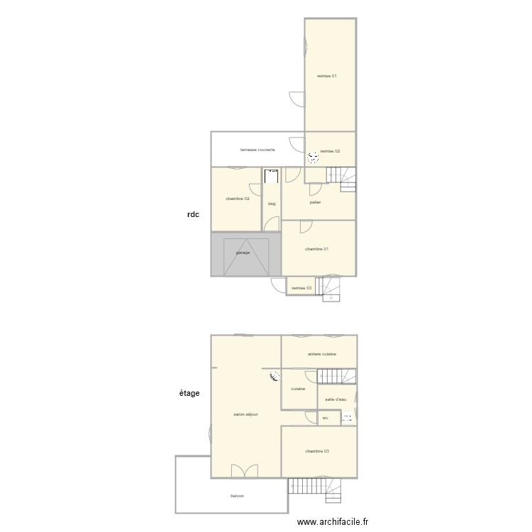 charneau 1421. Plan de 16 pièces et 134 m2