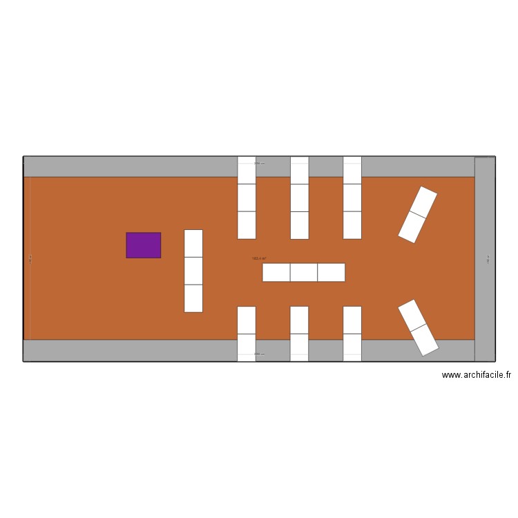 salle. Plan de 1 pièce et 183 m2