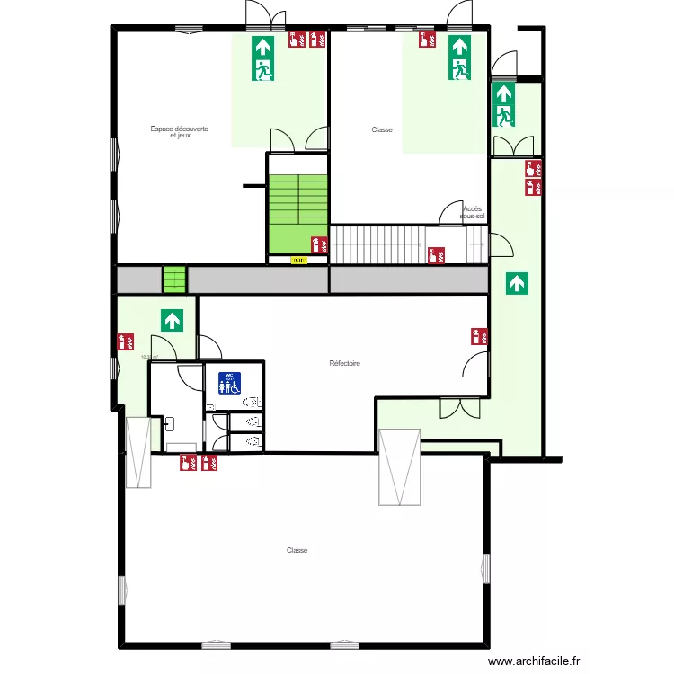 Ecole Graine Arc en Si&egrave;le - Evac RDC 1. Plan de 