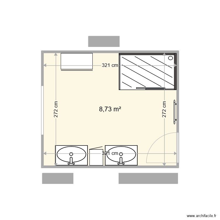 salle de bain. Plan de 1 pièce et 9 m2