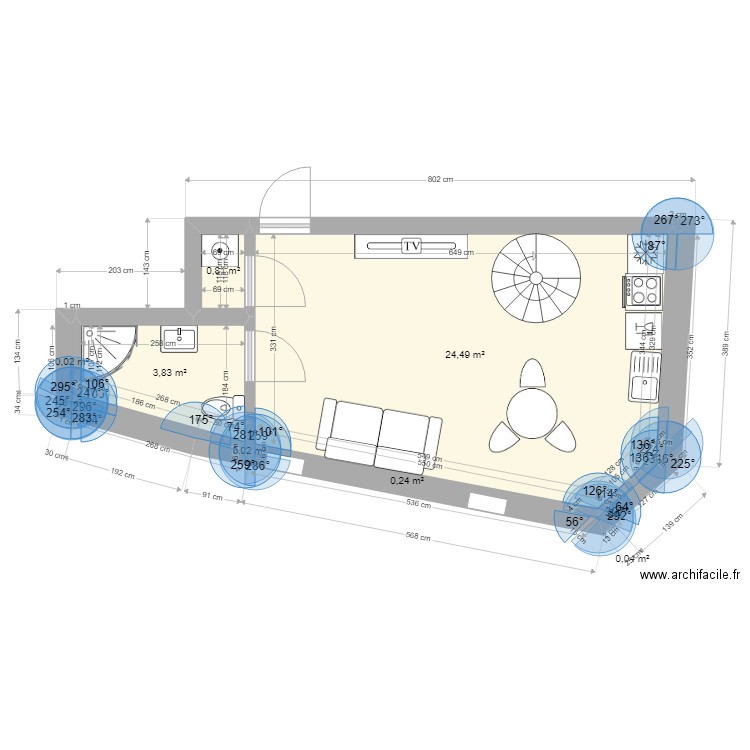 Appart 5 au 1er étage v3. Plan de 8 pièces et 29 m2