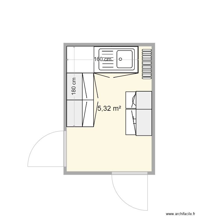 brun buanderie. Plan de 1 pièce et 5 m2