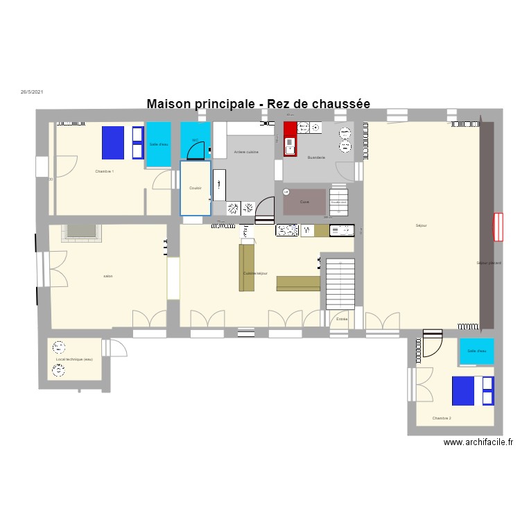 La  plaine  Rez de chaussée portes fenetres cuisine. Plan de 0 pièce et 0 m2