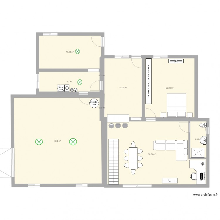 plan maison 1. Plan de 9 pièces et 151 m2