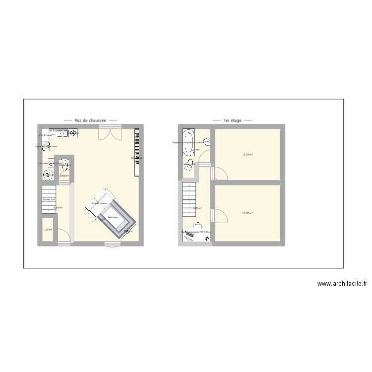 maison d'Emilie. Plan de 8 pièces et 76 m2