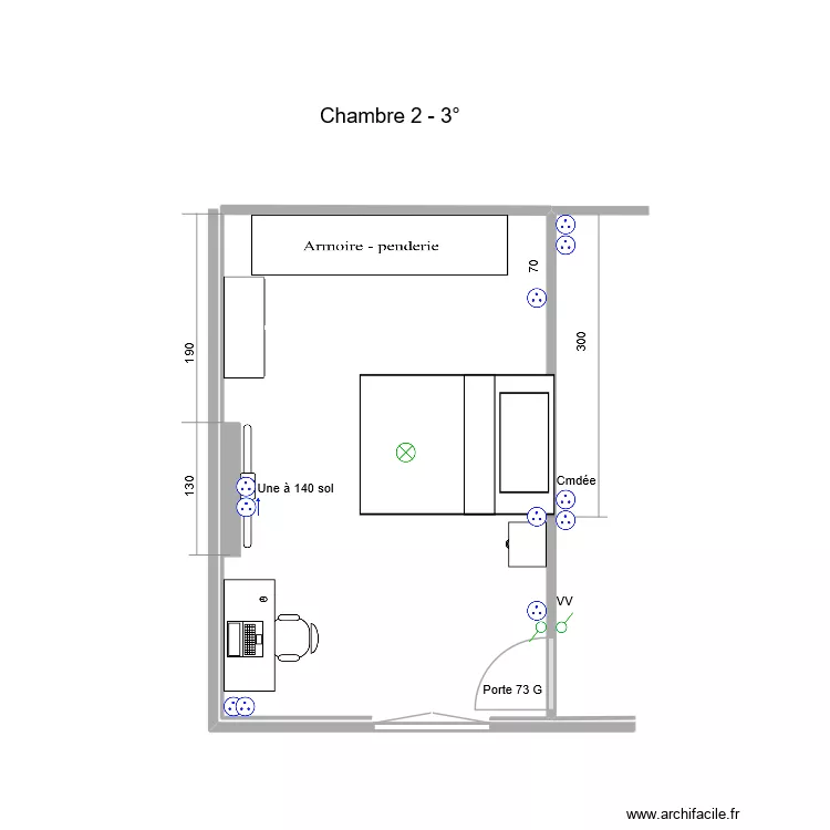 Chambre 2 - 3&deg;. Plan de 