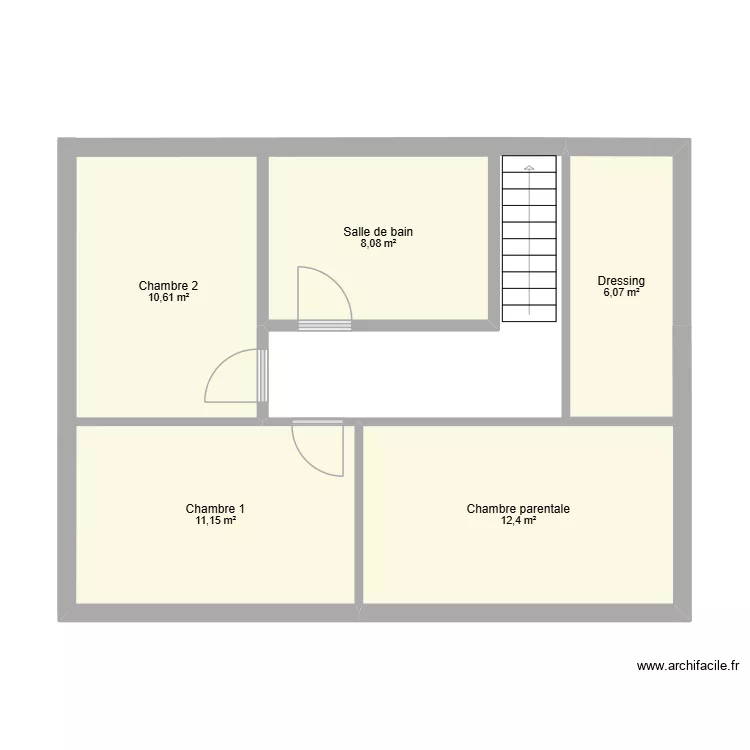 Etage. Plan de 5  et 48 m²
