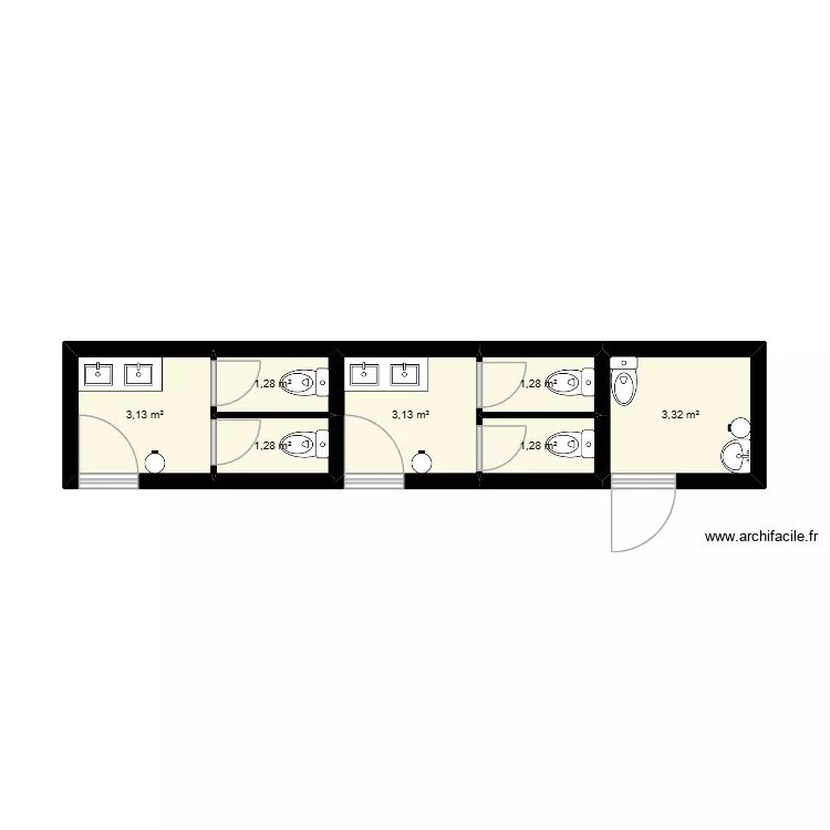 toilettes publiques. Plan de 