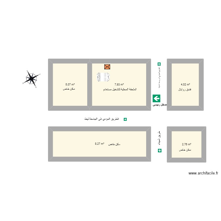ALEM MOSTAGANEM 3. Plan de 5 pièces et 28 m2