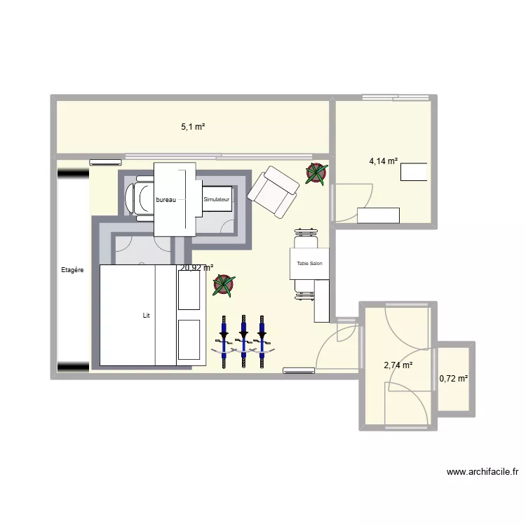 APPART. Plan de 5  et 34 m²