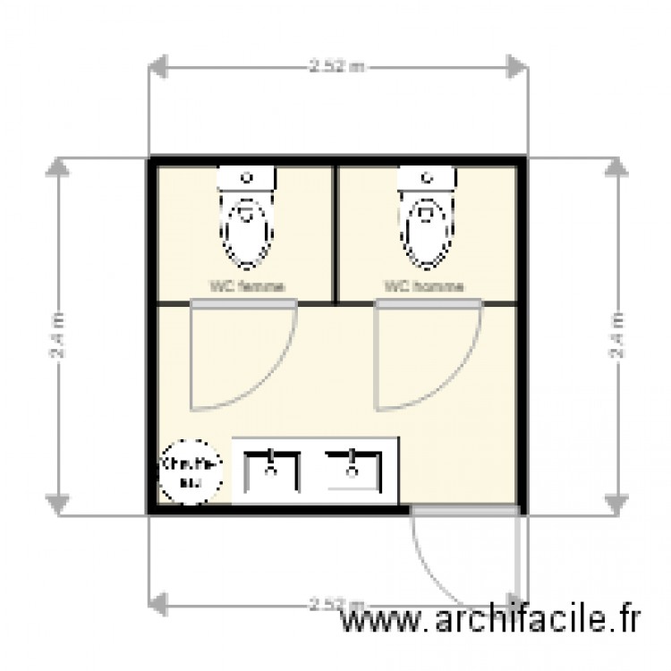 module sanitaire 2 wc. Plan de 0 pièce et 0 m2