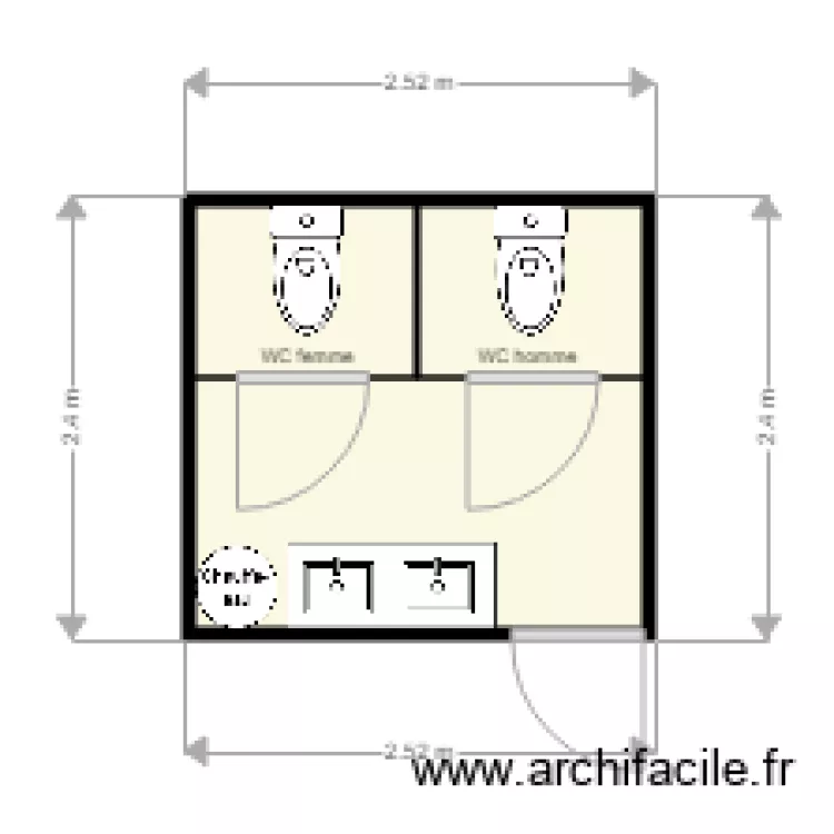 module sanitaire 2 wc. Plan de 