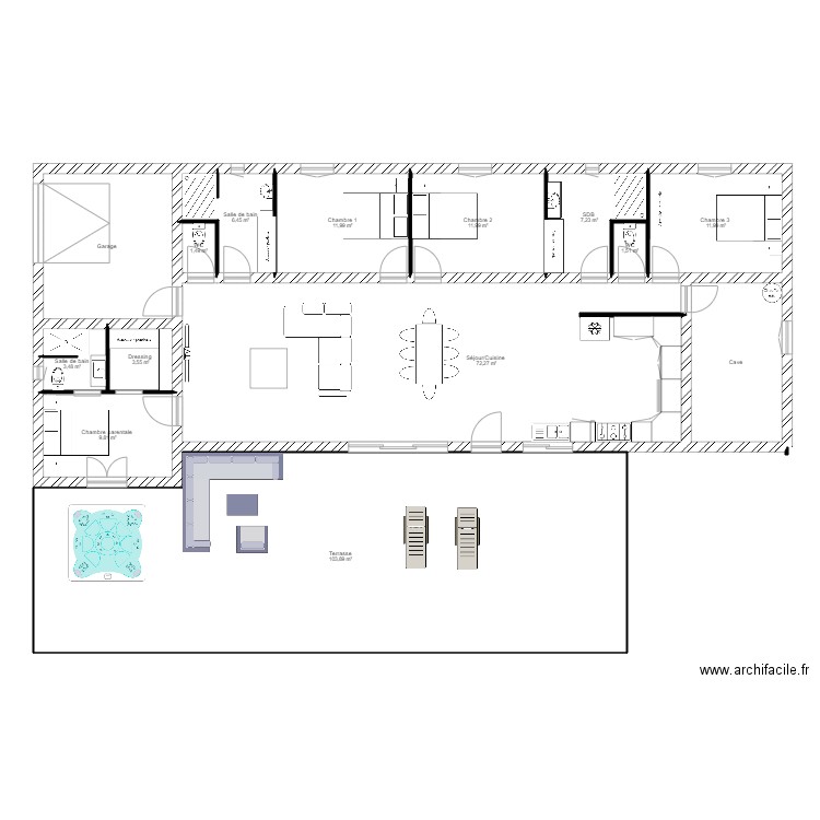 Marilyn et franck modif chambre/SDB . Plan de 14 pièces et 276 m2