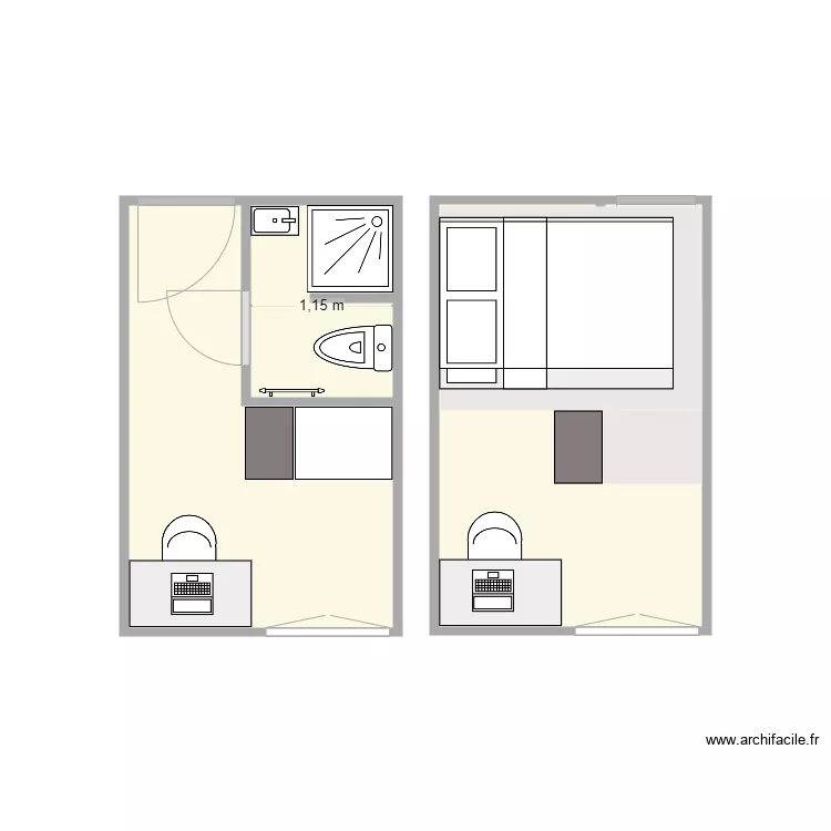 chambre 9 &eacute;tage 2 TER. Plan de 