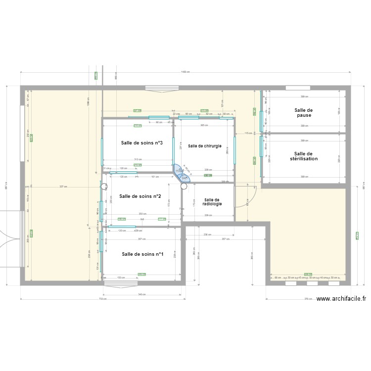 plan éléments vitrés. Plan de 5 pièces et 87 m2