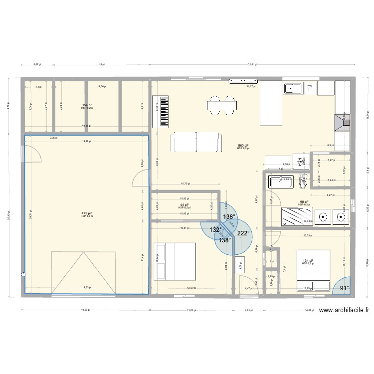 logement garage chambre avant 2. Plan de 8 pièces et 152 m2