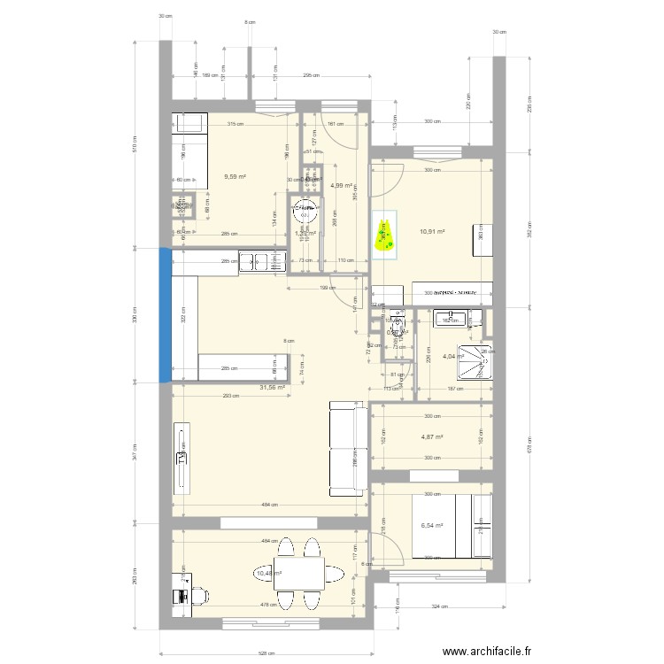 accate projet 1. Plan de 14 pièces et 86 m2