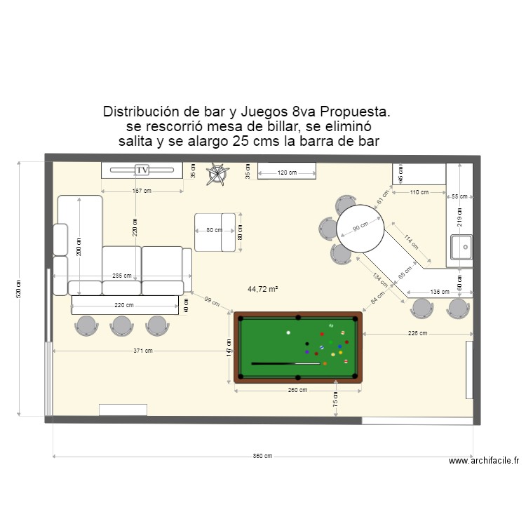 Casa Creston Bar 8va Opción cambio mesa de billar se elimino salita. Plan de 0 pièce et 0 m2