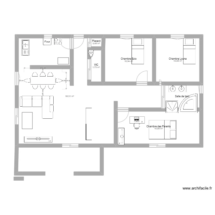 maison 3 chambres. Plan de 