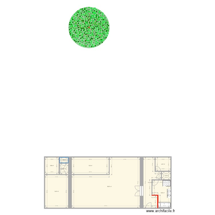 Maison. Plan de 8 pièces et 98 m2