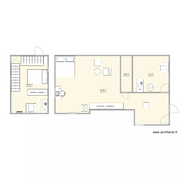 Chambre Lya 1. Plan de 