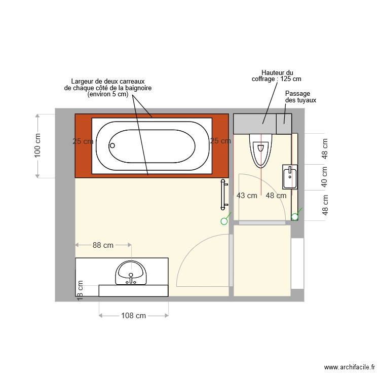 Salle de bains bas. Plan de 0 pièce et 0 m2